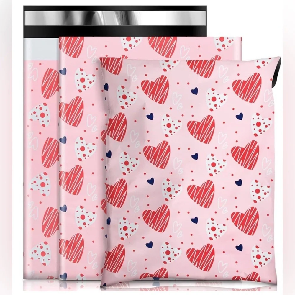 10 Count Polymailer Size Variety Bundle - HEARTS (5/6x9 + 5/10x13)